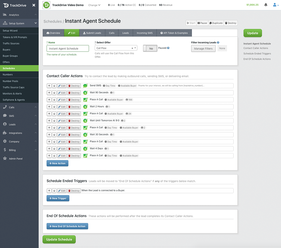 Trackdrive lead scheduler updated